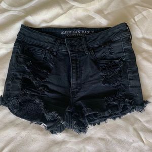 American Eagle Black distressed shorts